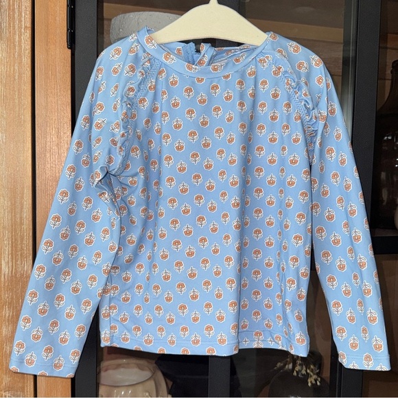 NEW Zara Kids block print rashguard long sleeve swimsuit top toddler girl zipper - Picture 1 of 5